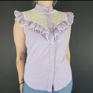 80s Circle T by Marilyn Williams Lilac Ruffled Top
